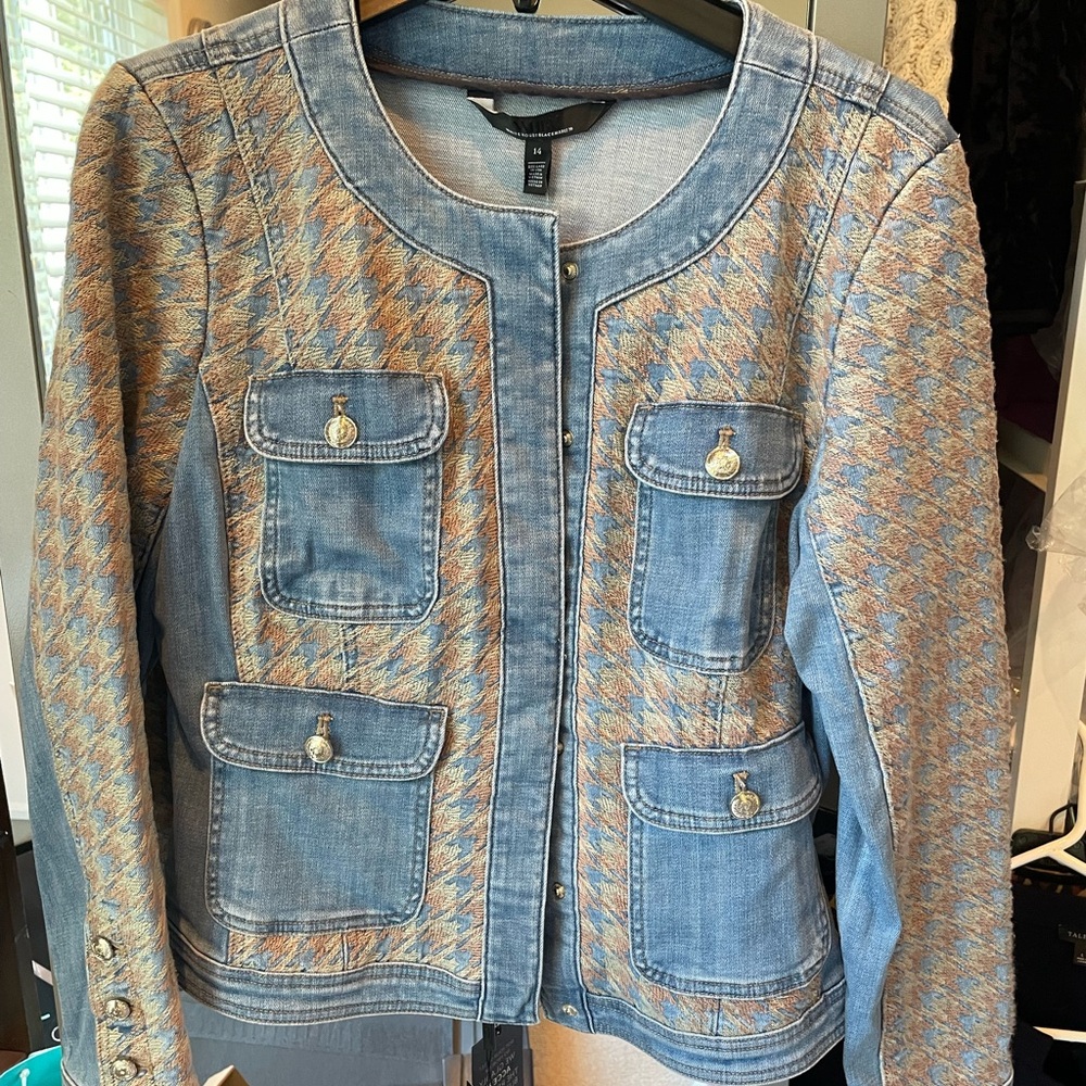 White House Black Market denim and tweed Jacket. NWT